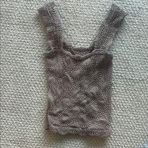 Free People Gray Ribbed Sleeveless Tank Top